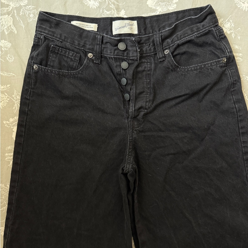 Black High-Rise Button-Fly super wide Jeans